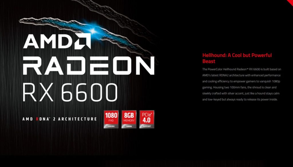 banner POWER COLOR HELLHOUND AMD RADEON RX 6600